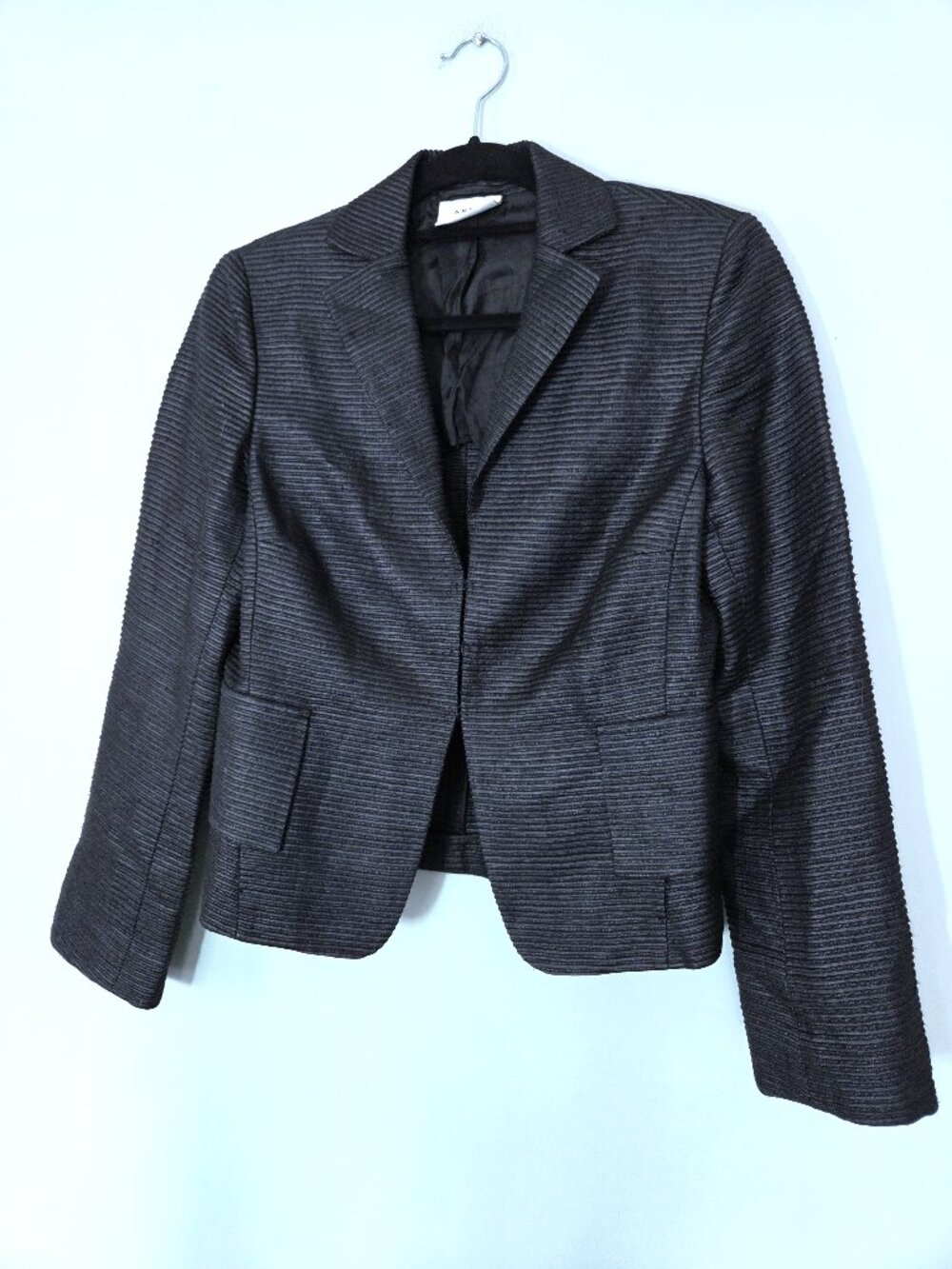 Akris Punto Dark Charcoal Gray Textured Blazer Size 8
